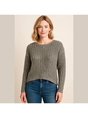 Peter Som Neutral Combo Marled  Open Knit Sweater Size Small High Low Hem NEW